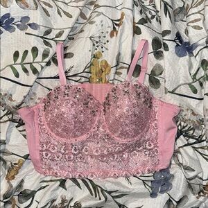 Elegant Pink Lace Bustier